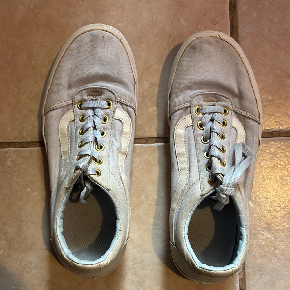 Vans White and Blue Low-Top Sneakers